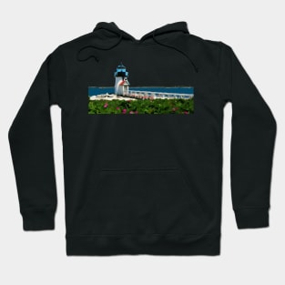 Brant Point Lighthouse Nantucket - Watercolor Effect Hoodie